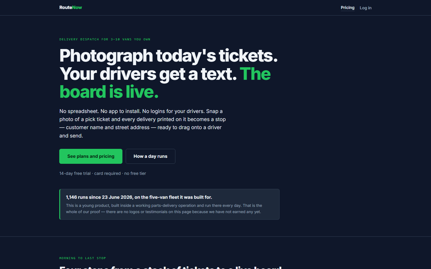 RouteNow homepage